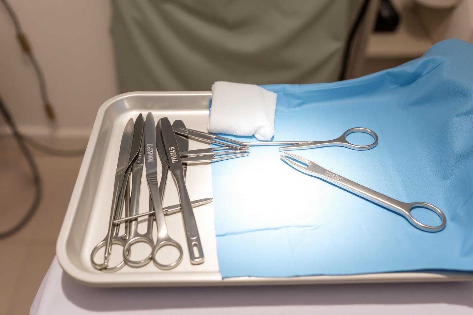 Sterile surgical tray prepared for in-clinic ingrown toenail surgery at RGV Foot & Ankle Institute